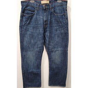 Mens Wrangler Relaxed Straight Fit Blue Denim Jeans Size 34 X 30